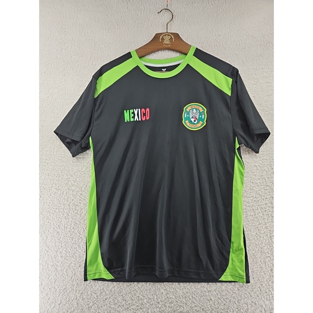 Mexico Futbol Shirt Mens Medium Striker Activewear Soccer Black Short Sleeve XL